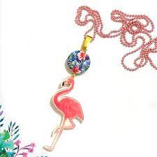 Pink Flamingo Necklace Monstera Leaf Bird Of Paradise Flower Orchids Floral Decor Tropical Plants Flamingo Necklace Find Jewelry Long Statement Necklace