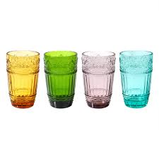 Buy coloured drinking glasses and get the best deals at the lowest prices on ebay! Colored Water Glasses Embossed Design Glass Tumblers Set 11 Oz Of 4 Colors Set Buy Online In Faroe Islands At Faroe Desertcart Com Productid 135635462