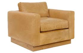 Community Furh Swivel Chair Caramel Leather One Kings Lane Swivel Club Chairs Club Chairs Leather Club Chairs