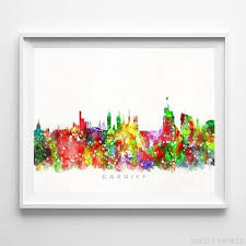 Cardiff Skyline Capital Of Wales Cardiff Print Wall Art Etsy Watercolor Print Etsy Wall Art Wall Art Prints