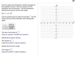 State the domain and range associated with the graph below. Solved O Ay 10 Ob Use The Vertex And Intercepts To Sketc Chegg Com