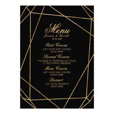 Black And Gold Wedding Card Design Modern Elegant Black Gold Wedding Menu Zazzle Com Gold Wedding Invitations Black Gold Wedding Wedding Menu Cards Elegant