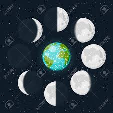 Bin auf der suche nach neuen. Vector Mondphasen Icon Set Und Bunte Erde Symbol Auf Wunderschonen Sternen Dunklen Hintergrund Neumond Waxing Crescent Ersten Quartal Einwachsenden Gibbous Vollmond Abnehmender Im Dritten Quartal Abnehmender Mond Illustration Lizenzfrei