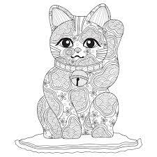 White maneki neko coloring page. Maneki Neko The Lucky Cat Hand Drawn For Adult Coloring Book 2661243 Vector Art At Vecteezy