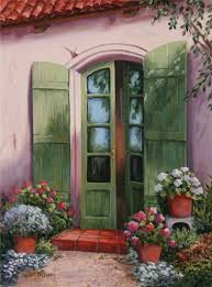 Start with the panels in the door. The Green Door Cottage Art Pictures To Paint Beautiful Paintings