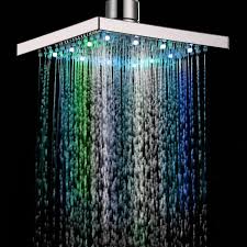 Lightinthebox 8 Inch Wall Mount Square Rainfall Showerhead With Build In Led Light Glass With Chrome Finis Contemporary Shower Led Shower Head Shower Lighting