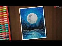 In this video i show you how to draw beautiful moonlight scenery, using oil pastels. Simple Moonlight Scenery Drawing With Oil Pastels Step By Step Myhobbyclass Com