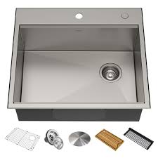 A wide variety of kitchen sink size options are available to you, such as one, two, and four. Workstation 25 Drop In Undermount 16 Gauge Stainless Steel Single Bowl Kitchen Sink