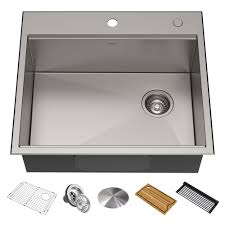 Its modern style is specifically designed for the busy parent and young professional in mind, it is perfect as a laundry or utility sink. Workstation 25 Drop In Undermount 16 Gauge Stainless Steel Single Bowl Kitchen Sink