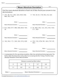 We compare this result to the first example. Mean Absolute Deviation Worksheets