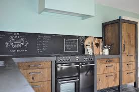 stoere houten keuken met belling fornuis eikenhout blauwstaal beton stoer robuust keuken idee industriele keuken keuken