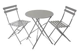 Tidyard 3 piece folding bistro set wooden folding table and 2 foldable chairs with gray cushions dining set acacia wood outdoor furniture space saving for garden backyard terrace balcony. Royalcraft Padstow 2 Seater Folding Bistro Set Grey Taupe Bar Set At Gardenman