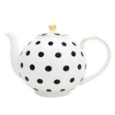 Black And White Teapot Vintage Loulou Black And White Polka Dot Spotty Teapot Tea Pot With Infuser Tea Pots White Tea Cups White Tea