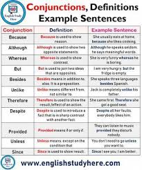Conjunctions Definitions And Example Sentences In English Coursanglaiscollege English Phrases English Study English Sentences
