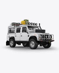 Land Rover Defender Halfside View In Vehicle Mockups On Yellow Images Object Mockups Mockup Free Psd Mockup Free Mockup