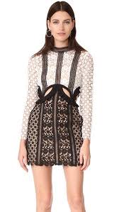 Black And White Self Portrait Dress Self Portrait Payne Cutout Mini Dress In Black Modesens Mini Dress Long Sleeve Lace Cocktail Dress Sheer Long Sleeve Dress