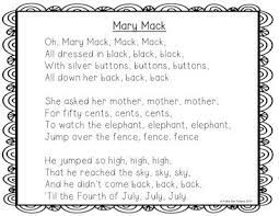 They are able to join in when you read them the story. Mary Mack A Freebie Miss Mary Mack Mack Poems
