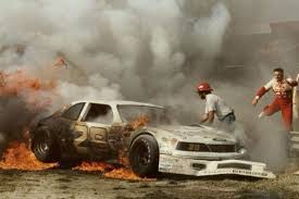 Epic Photograph Davey On Fire Daddy Hurdling Barriers To Get To Son From Marty Smith On Twitter Nascar Crash Nascar Wrecks Nascar Race Cars