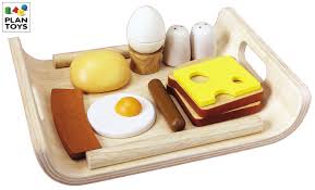 Amazon Com Plan Toys Breakfast Menu Solid Wood Version Toy Foods Toys Games Toy Food Breakfast Tray Plan Toys