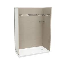 The kit comes with english instructions with pictures. Maax Utile Origin Greige 60l X 32w X 83h Alcove Shower Kit Olympia Right Drain Base In Wh The Home Depot Canada