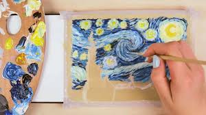 Akrilik Boya Ile Van Gogh Yildizli Gece Akrilik Boyama Dersleri Gece Iluzyonlar