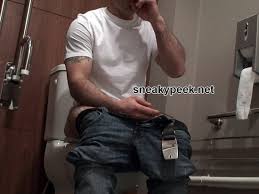 Muscular lad jerking his ramrod. Hot Muscular Man Caught On Hidden Camera While Jerking Off In Public Toilet Rough Straight Men