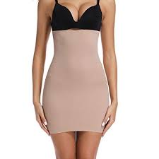 Woweny Control Half Slip For Under Dress High Waist Tummy Control Slip Slimming Slip Shapewear Beige Small