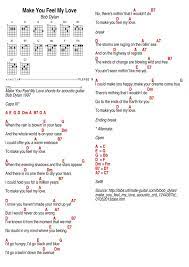 Make You Feel My Love By Bob Dylan Lyrics And Chords Guitar Chords And Lyrics Guitar Chords For Songs