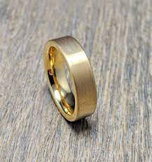 Gold Tungsten Carbide Ring Promise Ring Mens Tungsten Etsy In 2021 Mens Wedding Rings Gold Rings For Men Mens Gold Wedding Band
