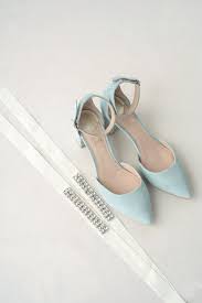 Blue Wedding Sandals With Low Block Heels and Ankle Strap, Handmade Bridal Shoes With Closed Pointed Toe,something Blue Heels - Etsy