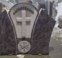 [Hot Item] Bahama/Orion/Vizag Blue Granite Stone Unique Design Upright  Cross Gravestone Headstone Tombstone Monument on Cemetery Memorials  Sculpture