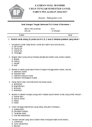 Ada juga lembaga pendidikan alquran yang menjadikan. Soal Uts Plh Kelas 6 Semester 1