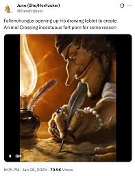 Fallenchungus opening up his drawing tablet to create Animal Crossing  incestuous fart p--- for some reason | Know Your Meme