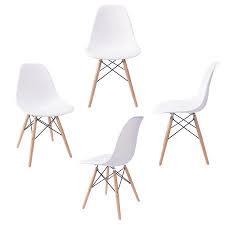 Sets Of 4 White Dining Chair Metal Wood Legs Plastic Seat And Back For Dining Room Chairs Walmart Com White Dining Chairs Dining Chairs Metal Dining Chairs