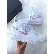 Rose Gold Swarovski Nike Air Force 1 Ultraforce Women S Shoes Blinged 170 Liked On Polyvore Feat Swarovski Nike Rose Gold Shoes Swarovski Crystal Shoes