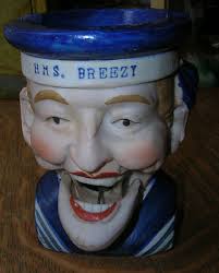 JOLLY JACK TAR H.M.S. BREEZY JACKS HIS JAW PORCELAIN NOVELTY NODDER ASHTRAY 