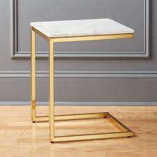 Shop Smart Brass C Table With White Marble Top Pairs Nicely With Our Smart Round Marble Coffee Ta In 2020 White Marble Side Table Marble End Tables Marble Side Tables