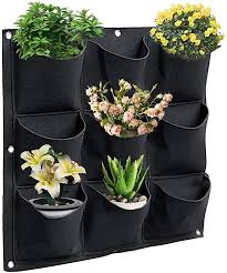 Color You An Der Wand Montierte Hangende Pflanzentaschen Vertikale Grune Pflanztaschen Schwarze Pflanztaschen Mit 9 Tasche In 2020 Pflanztasche Pflanzen Gartenarbeit