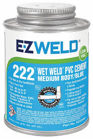 Always glue dry pipes and fittings. Ez Weld Blue Solvent Cement Size 8 Oz For Use With Pvc Pipes And Fittings Up To 6 In For Schedule 40 And U 5e530 22202 Grainger