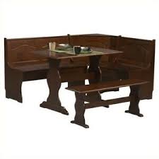A place for light meals (usually near a kitchen); Linon Chelsea Breakfast Corner Nook Table Set In Walnut 753793908052 Ebay