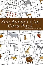 Zoo Animal Clip Cards Clip Cards Zoo Animals Zoo