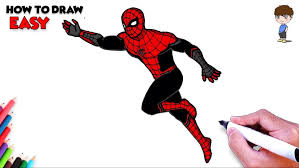 How To Draw Spiderman Easy Step By Step Spiderman Far From Home Youtube Spiderman Drawing Spiderman Easy Drawings