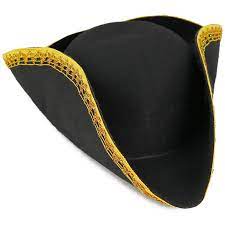 Skeleteen Colonial Black Tricorn Hat Revolutionary War Costume Tricorner Deluxe Hat With Gold Trimming Walmart Com Walmart Com