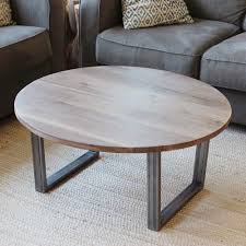 Wayfair wrought studioâ¢ smyrna contemporary round living room coffee table wrought studioa table top. Round Walnut Wood And Metal Coffee Table Tube Steel Legs Jw Atlas Wood Co Wrought Iron Furniture Coffee Table White Oak Coffee Table