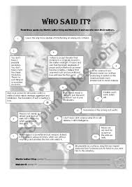 Access 270 of the best martin luther king jr quotes today. Martin Luther King Or Malcolm X Who Said It Esl Worksheet By Pricess