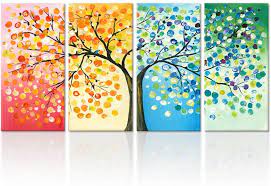 I hope my seasonal patterns and wall art gives you some ideas and inspiration to keep you busy during the coming fall and winter months. Amazon Com Kreative Arts 4 Seasons Colorful Lucky Tree Painting Canvas Wall Art Abstract Contemporary Oil Paintings Giclee Prints For Home On Wall Canvas For Living Room Decration Medium Size 12x24inchx4pcs Posters