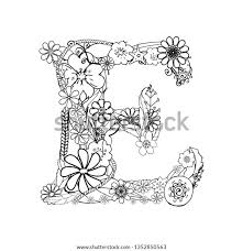 Free printable alphabet letters and number stencils with fill patterns for diy crafts, banners, vinyl cutting, screen printing, silhouette, cricut machines, coloring pages, etc. Vector Hand Drawn Floral Letter E Stock Vector Royalty Free 1352850563