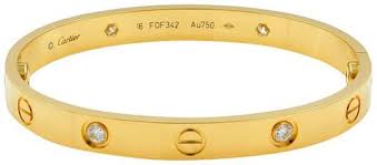 Cartier Yellow Gold Size 16 Box Love Bangle With 4 Diamonds With Bracelet Bangles Cartier Love Bangle Cartier Bangle