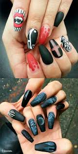 Matte black coffin nails with diamonds. The Best Halloween Nail Designs In 2018 Stylish Belles