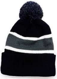Shop Pom Pom Stripe Beanie Grey Black Cl11r4owjmt Striped Beanies Grey Beanie Beanie